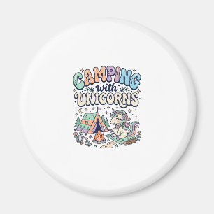 Unicorn Camping with Unicorns Kawaii Sticker and S Magnet