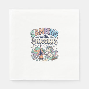 Unicorn Camping with Unicorns Kawaii Sticker and S Napkin