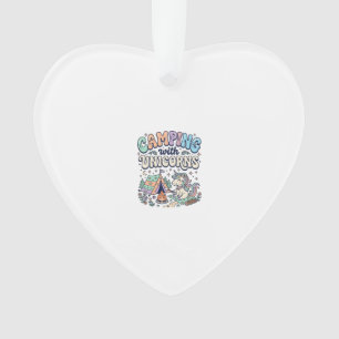 Unicorn Camping with Unicorns Kawaii Sticker and S Ornament