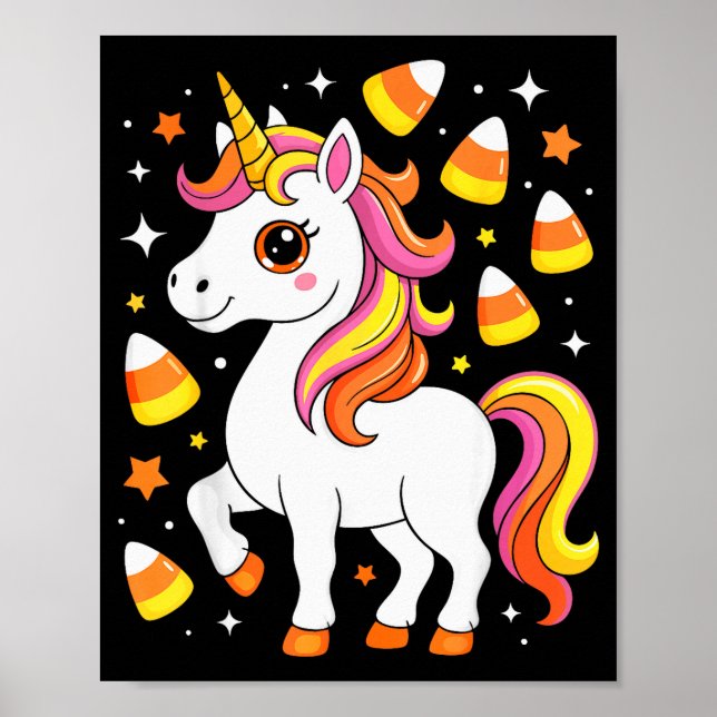 Unicorn Candy Corn Shirt Men Women Kids Halloween  Poster (Front)