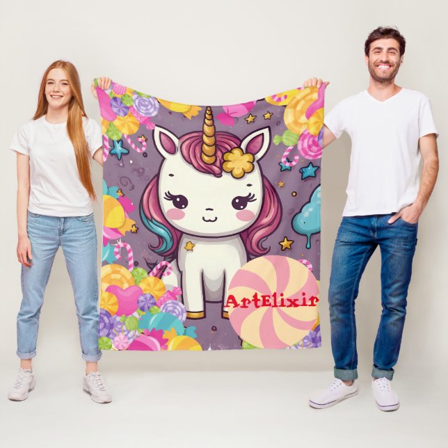 Unicorn Candy Print  Fleece Blanket (In Situ)