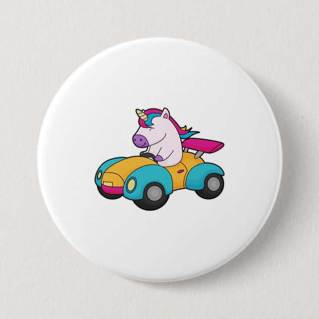 Unicorn Car 7.5 Cm Round Badge (Front)