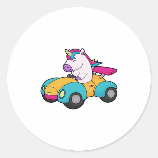 Unicorn Car Classic Round Sticker (Front)