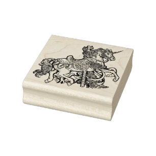 Unicorn Carousel Horse Rubber Stamp