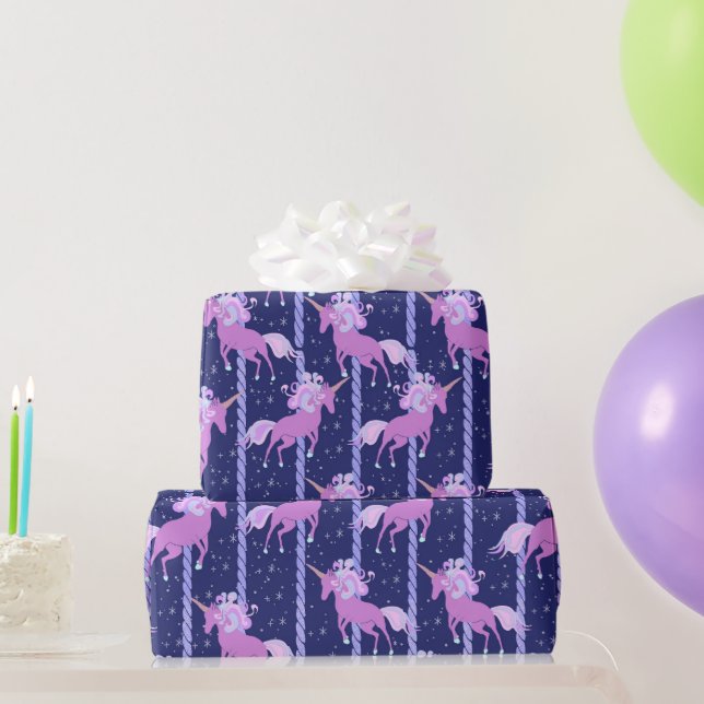 Unicorn Carousel- night Wrapping Paper (Party Gifts)