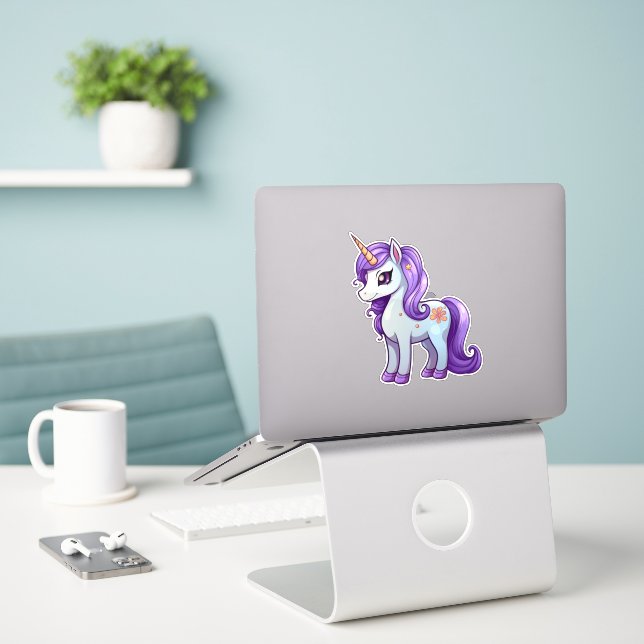 Unicorn cartoon drawing  (Laptop On Desk)