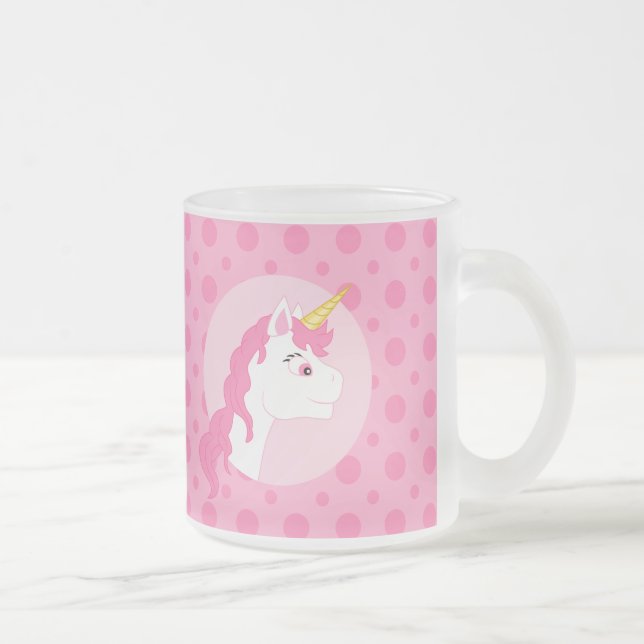 Unicorn cartoon frosted glass coffee mug (Right)