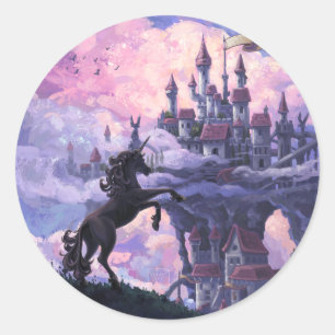 Unicorn Castle Classic Round Sticker