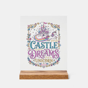 Unicorn Castle Dreams Unicorn White Background Pri Acrylic Sign