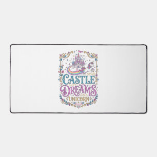 Unicorn Castle Dreams Unicorn White Background Pri Desk Mat