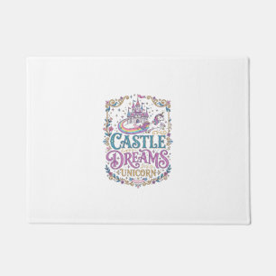 Unicorn Castle Dreams Unicorn White Background Pri Doormat
