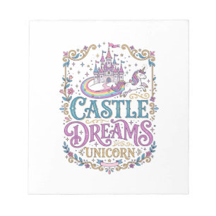 Unicorn Castle Dreams Unicorn White Background Pri Notepad