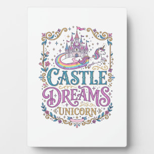 Unicorn Castle Dreams Unicorn White Background Pri Plaque