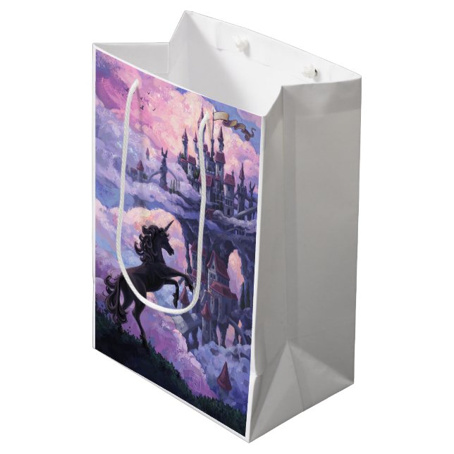 Unicorn Castle Medium Gift Bag (Front Angled)