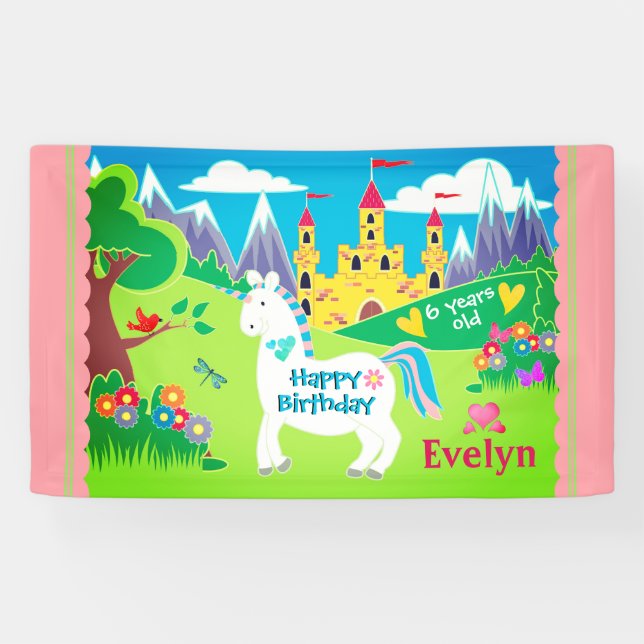 Unicorn Castle Personalised Banner (Horizontal)