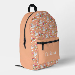 Unicorn cat animals on rainbows pattern printed backpack