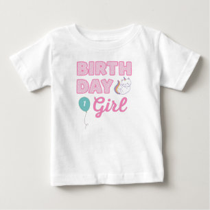 Unicorn Cat Birthday Girl   Add Age Baby T-Shirt