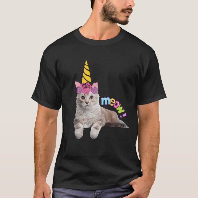 Unicorn cat Meow cat shirt retro (Front)