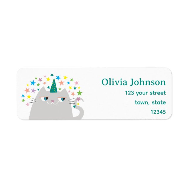 Unicorn Cat Return Address Label Cute (Front)