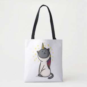 unicorn cat   tote bag