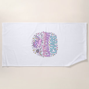 Unicorn Caticorn Chaos Cute Pastel Product Graphic Beach Towel