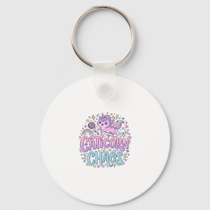 Unicorn Caticorn Chaos Cute Pastel Product Graphic Key Ring