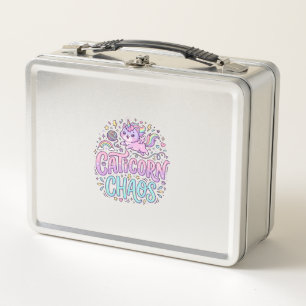 Unicorn Caticorn Chaos Cute Pastel Product Graphic Metal Lunch Box