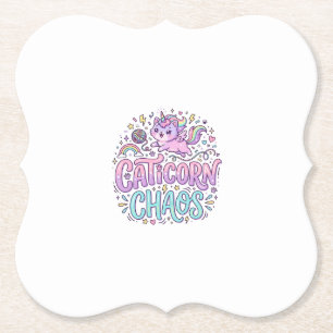 Unicorn Caticorn Chaos Cute Pastel Product Graphic Paper Coaster
