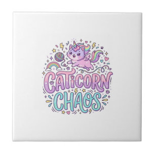 Unicorn Caticorn Chaos Cute Pastel Product Graphic Tile