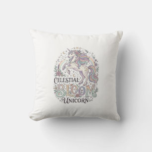 Unicorn Celestial Bloom Unicorn Premium Vector Typ Cushion