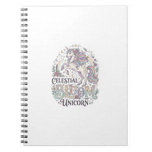 Unicorn Celestial Bloom Unicorn Premium Vector Typ Notebook