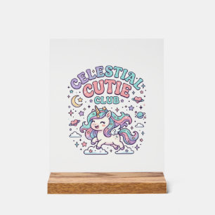Unicorn Celestial Cutie Club Retro Style Product G Acrylic Sign