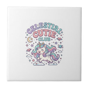 Unicorn Celestial Cutie Club Retro Style Product G Tile