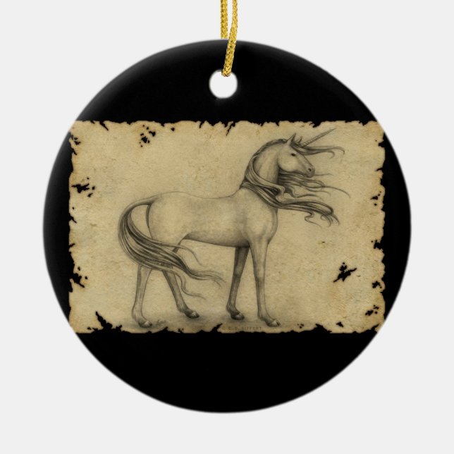 Unicorn Ceramic Tree Decoration (Front)