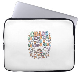 Unicorn Chaos Coordinator with a Unicorn Soul Kawa Laptop Sleeve