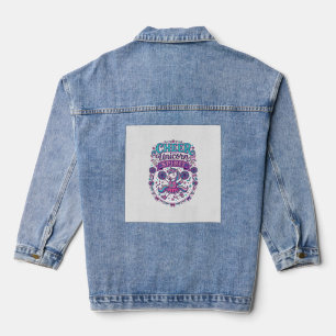 Unicorn Cheer Unicorn Spirit Colourful POD Artwork Denim Jacket