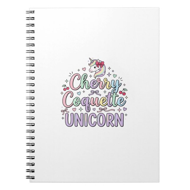 Unicorn Cherry Coquette Unicorn Original Zazzle De Notebook (Front)