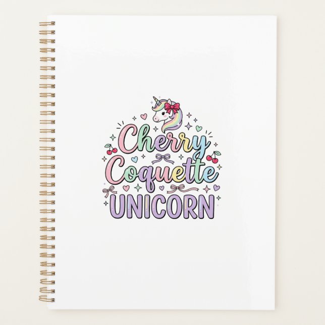 Unicorn Cherry Coquette Unicorn Original Zazzle De Planner (Front)