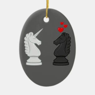 Unicorn Chess Knight Ceramic Tree Decoration