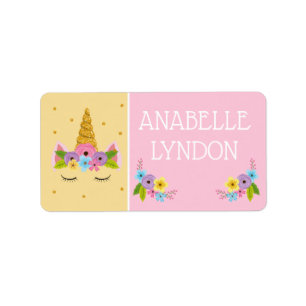 Unicorn Child School Name Labels   Editable Colour