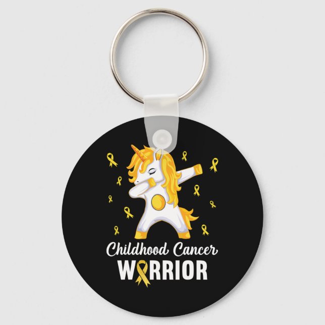 Unicorn Childhood Cancer Warrior In September We W Key Ring (Front)