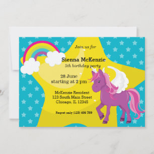 Unicorn * CHOOSE your background colour Invitation