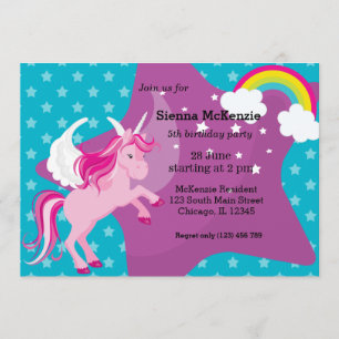 Unicorn * CHOOSE your background colour Invitation