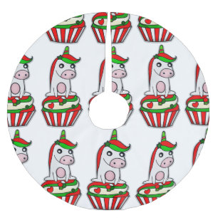 unicorn christmas cupcake brushed polyester tree skirt