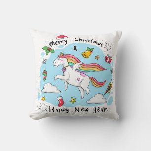 Unicorn Christmas Cushion