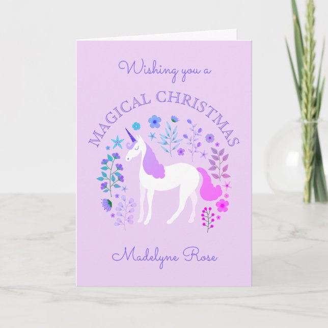 Unicorn Christmas Holiday Personalised Purple (Front)