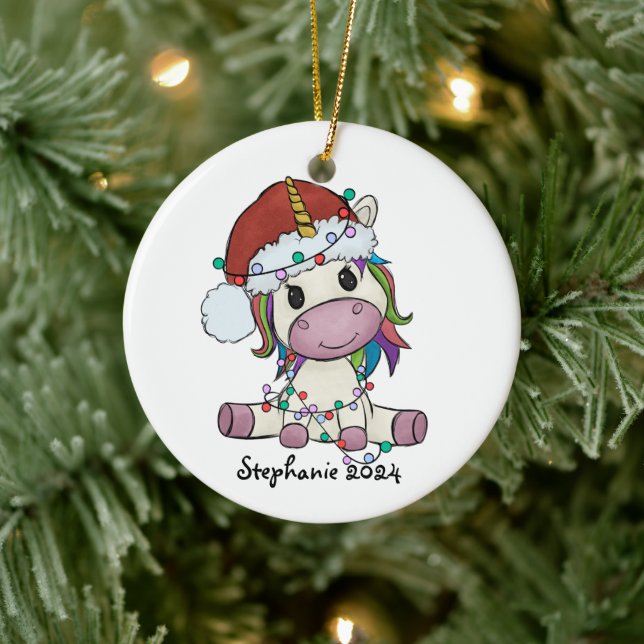 Unicorn Christmas Lights  Ceramic Tree Decoration (Tree)