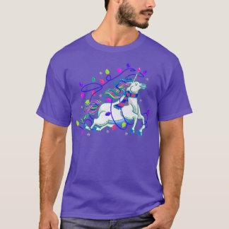 Unicorn Christmas Lights Cute Boys Girls Men Women T-Shirt