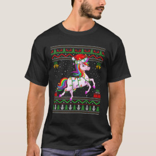 Unicorn Christmas Lights Santa Ugly Sweater Xmas