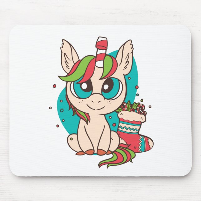 Unicorn Christmas Mouse Mat (Front)